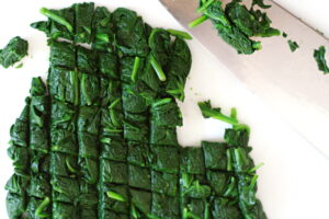 Cubed Spinach for Baked Eggs