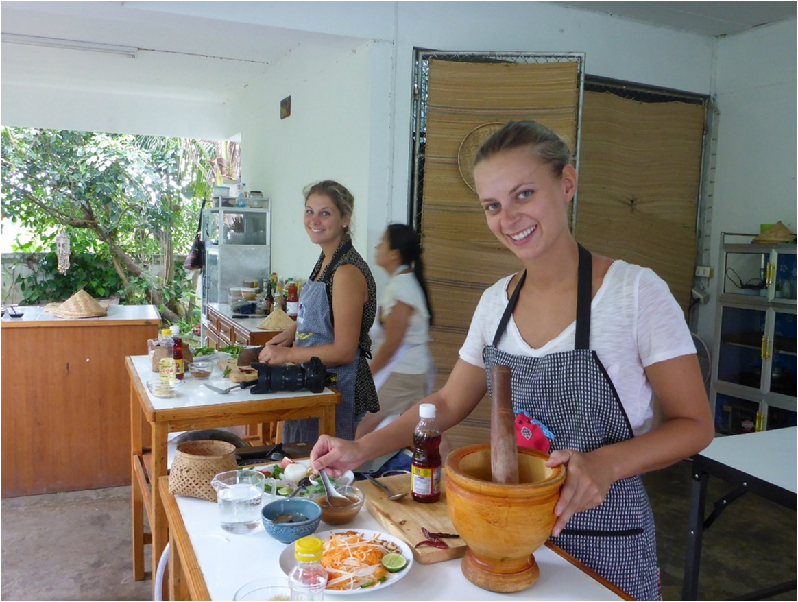 Preparing Thai Papaya Salad