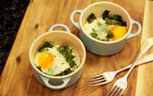 Poached Eggs with spinach and feta for dinner