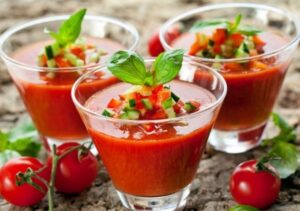 Tomato garden gazpacho soup